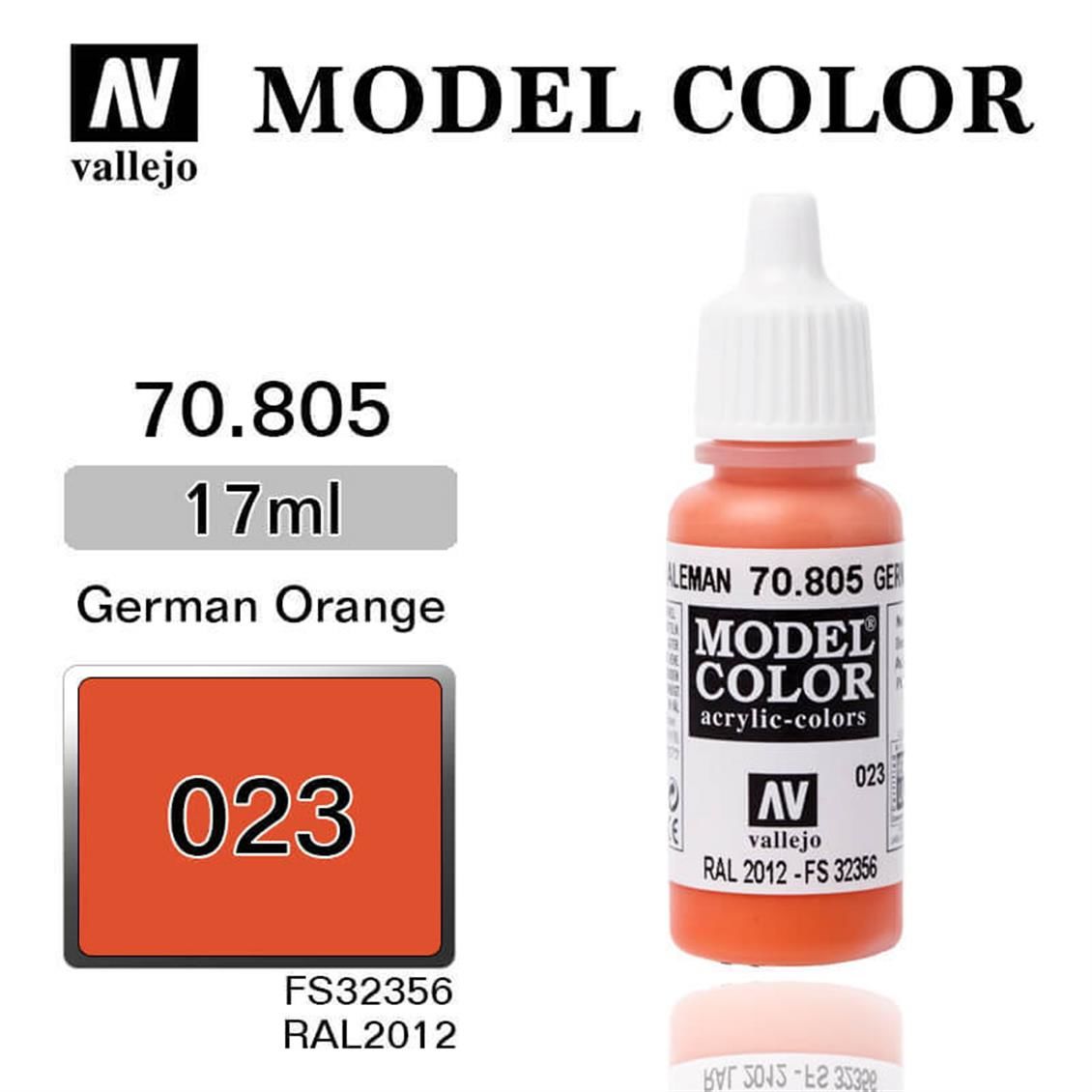 Vallejo 70805 17 ml. (23) German Orange-Matt, Model Color Serisi Model Boyası