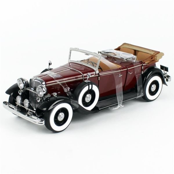 Sunstar 6167 1/18 Ölçek, 1932 Ford Lincoln KB Top Down,  Maron, Sergilemeye Hazır Metal Araba Modeli