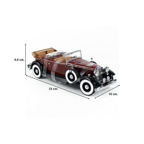 Sunstar 6167 1/18 Ölçek, 1932 Ford Lincoln KB Top Down,  Maron, Sergilemeye Hazır Metal Araba Modeli