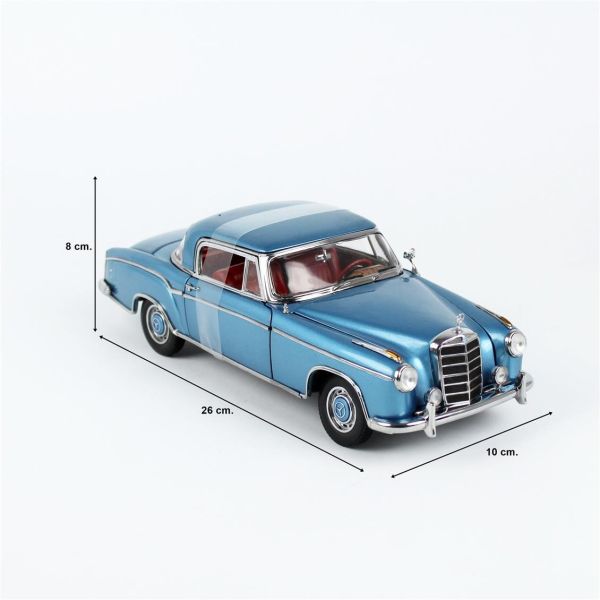 Sunstar 3592 1/18 Ölçek, 1958 Mercedes-Benz 220 SE Coupe, Açık Mavi metalik, Sergilemeye Hazır Metal Araba Modeli