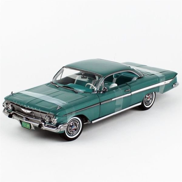 Sunstar 2109 1/18 Ölçek, 1961 Chevrolet Impala Sport Coupe, Koyu Turkuaz, Sergilemeye Hazır Metal Araba Modeli