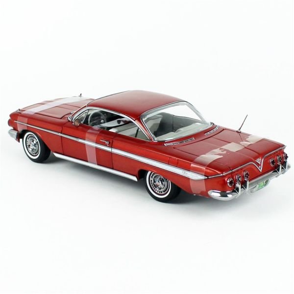 Sunstar 2108 1/18 Ölçek, 1961 Chevrolet Impala Sport Coupe, Honduras Maroon, Sergilemeye Hazır Metal Araba Modeli