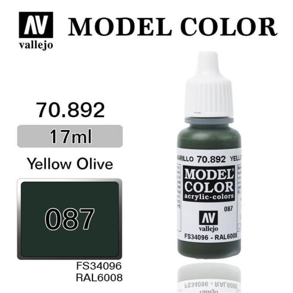 Vallejo 70892 17 ml. (87) Yellow Olive-Matt, Model Color Serisi Model Boyası