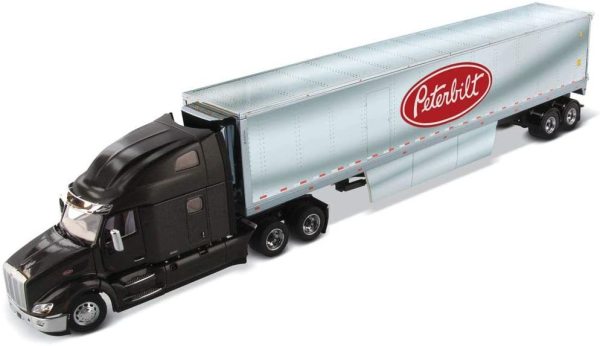 Diecast Masters 71071 1/50 Peterbilt 579 UltraLoft Kabinli Çekici ve Soğutuculu Dorse, Siyah, Sergilemeye Hazır Metal Model