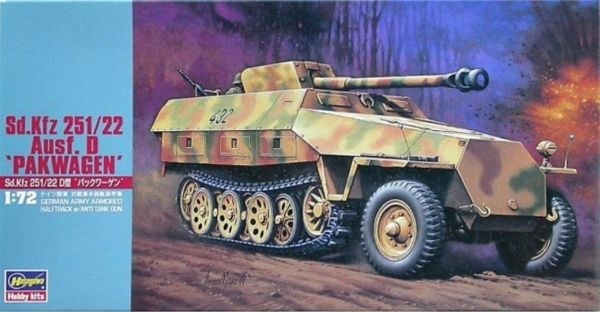 Hasegawa MT45 31145 1/72 Ölçek, Sd.Kfz 251/22 Ausf.D (Pakwagen) Personel Taşıyıcı, Plastik Model kiti