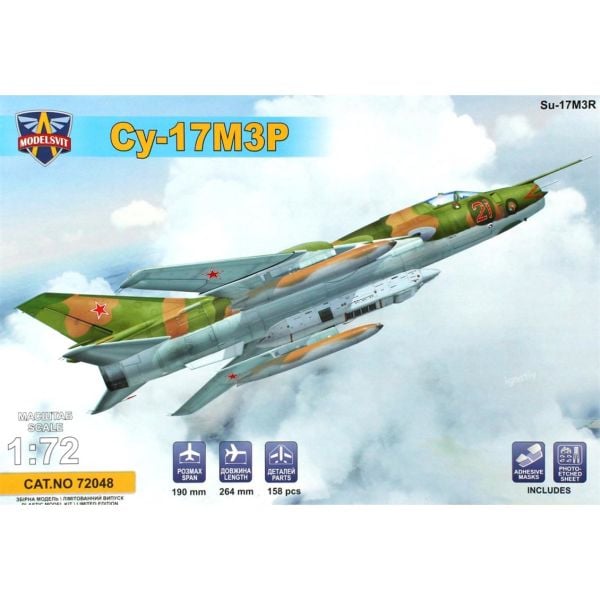 Modelsvit MSVIT72048 1/72 Ölçek, SUKHOI SU-17 M3R Keşik Bombardıman Savaş Uçağı, Plastik Model kiti