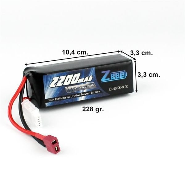 Zeee Power 4S, 14.8 Volt, 2200 mAh, 70C, T-Deans Fişli, Li-Po Pil Grubu