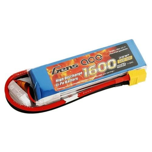 1600mAh 7.4V 45C 2S1P LiPo Battery