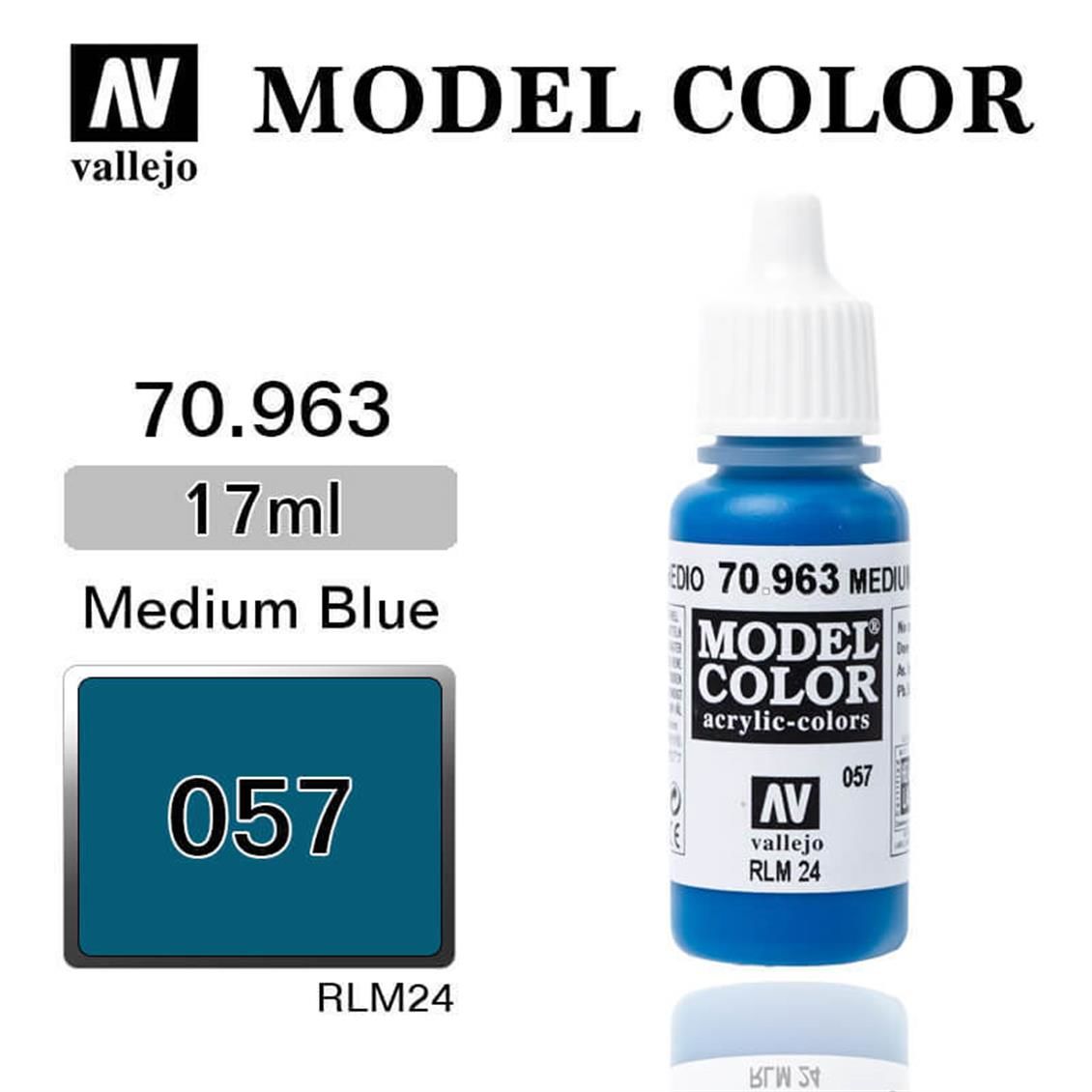 Vallejo 70963 17 ml. (57) Medium Blue-Matt, Model Color Serisi Model Boyası