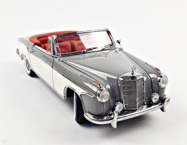 Sunstar 3575 1/18 1958 Mercedes Benz 220SE, Open Convertible, Grey/White, Sergilemeye Hazır Metal Araba Modeli