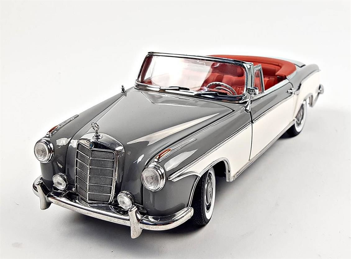 Sunstar 3575 1/18 1958 Mercedes Benz 220SE, Open Convertible, Grey/White, Sergilemeye Hazır Metal Araba Modeli