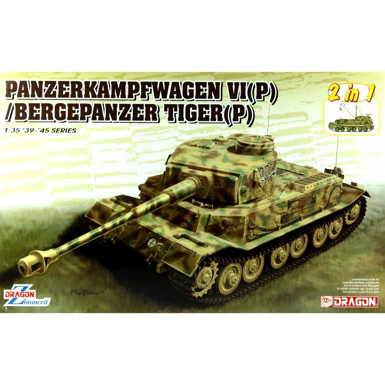 Dragon 6869 1/35 Panzerkampwagen VI(P)/Bergepanzer Tiger(P) Tank Maketi