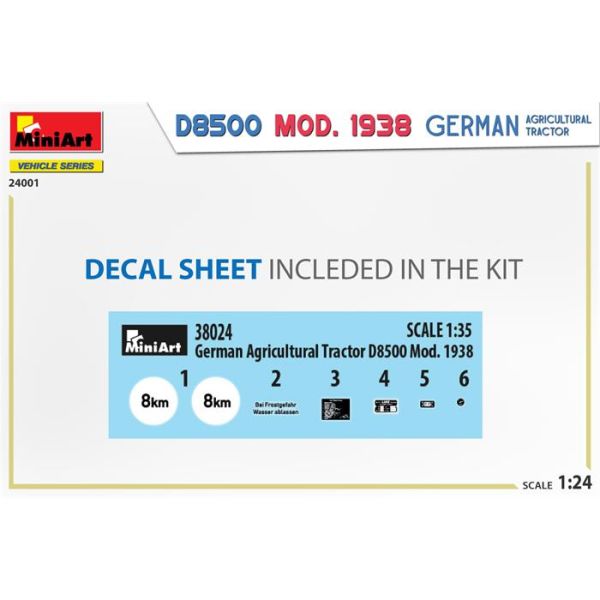 MiniArt Alman Tarım Traktörü D8500 1938 Model