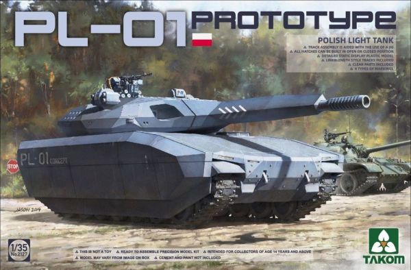 Takom 2127 1/35 Polonya Yeni Nesil Prototip Tankı PL-01 Demonte Plastik Tank Maketi