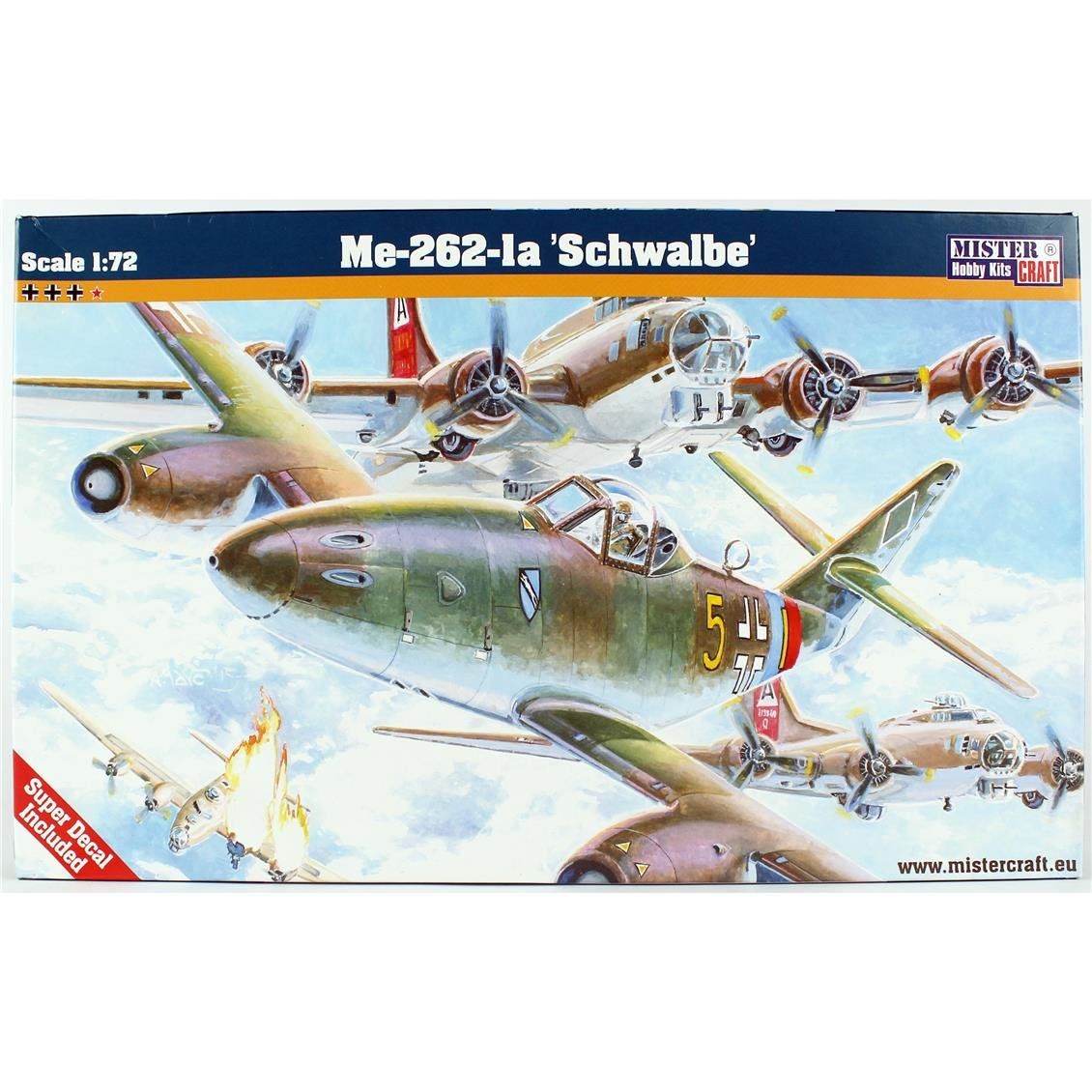 Mistercraft E060 1/72 Ölçek, Me-262-1A (Schwalbe) Savaş Uçağı, Plastik Model kiti