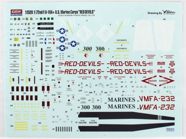 Academy 12520 1/72 USMC F/A-18+ (VMFA-232 Red Devils) Savaş Uçağı Demonte Plastik Maketi