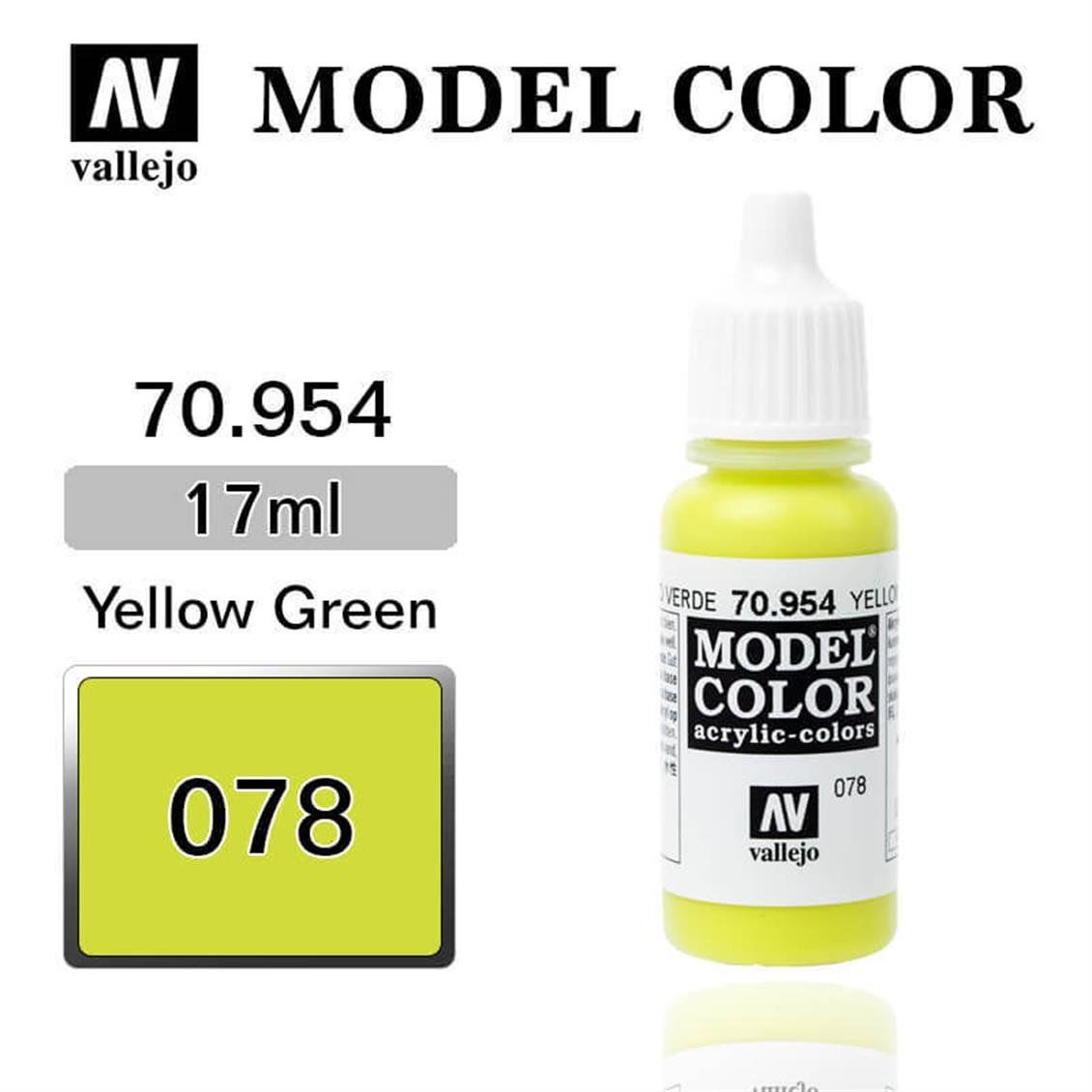 VALLEJO 70954 17 ML. (78) YELLOW GREEN-MATT, MODEL COLOR SERİSİ MODEL BOYASI