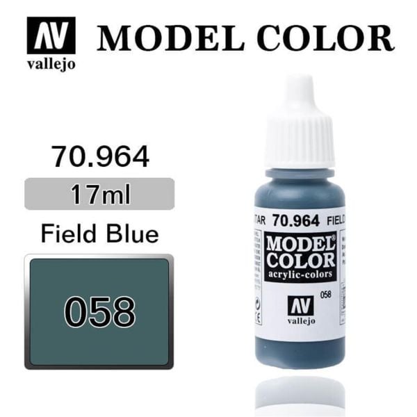 VALLEJO 70964 17 ML. (58) FİELD BLUE-MATT, MODEL COLOR SERİSİ MODEL BOYASI