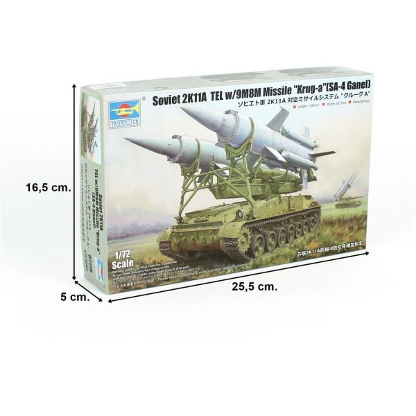 Trumpeter 07178 1/72 Ölçek, Sovyet 2K11A Tankı ve 9M8M Krug-a (SA-4 Ganef) Füze Sistemi, Plastik Model kiti