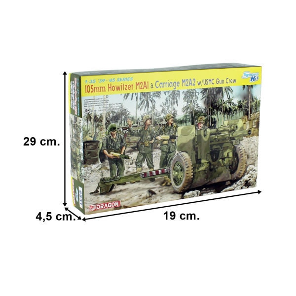 Dragon 6531 1/35 Ölçek, 105mm Howitzer M2A1 Top ve M2A2 Römork ile Mürettebatı, Plastik Model kiti