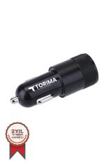 Torima C3 Siyah Lightning Tüm Araçlara Uyumlu Araba Çakmaklık Çift USB Girişli Oto Şarj Aleti Soketi