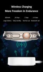 TORİMA GS Ultra8 49mm ÇİFT KORDONLU Bluetooth Çağrı NFC Kablosuz Şarj Özellikli BT Akıllı Saat Gri