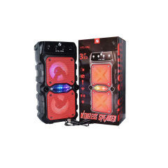 KTS-1096 Kırmızı Taşınabilir Kablosuz Bluetooth Hoparlör-Karaoke Hoparlör 3 Inç x 2 LED Işık