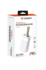 Torima TRM-1033 22.5W Hızlı Şarj Özellikli Dijital Şarj Göstergeli 30.000 Mah Powerbank Beyaz