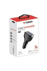 Torima C20 4 Port Araç Hızlı Şarj 3.0 çift USB Adaptörü Siyah