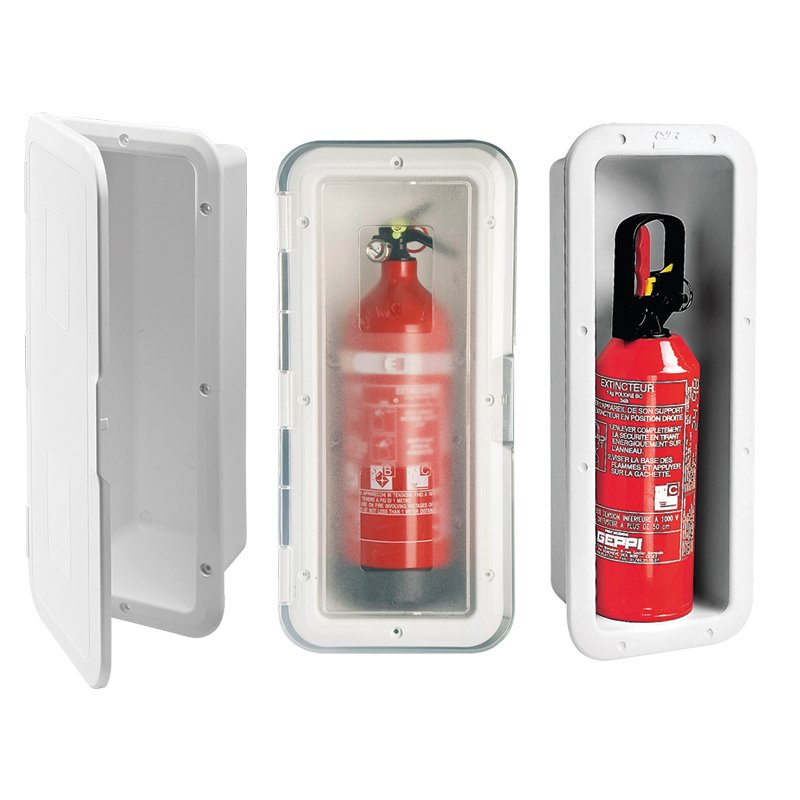 Storage Case f/Fire Exting. w/Trans.Door, 1kg,White