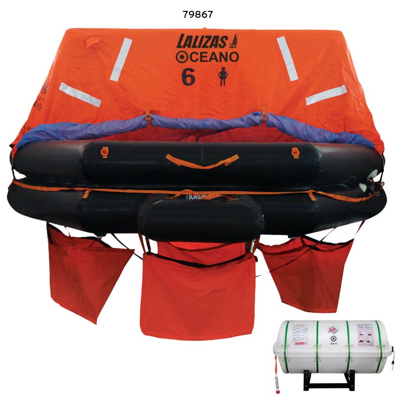 LALIZAS Liferaft SOLAS OCEANO, Throw Over-board Type,6 prs. canister (B)