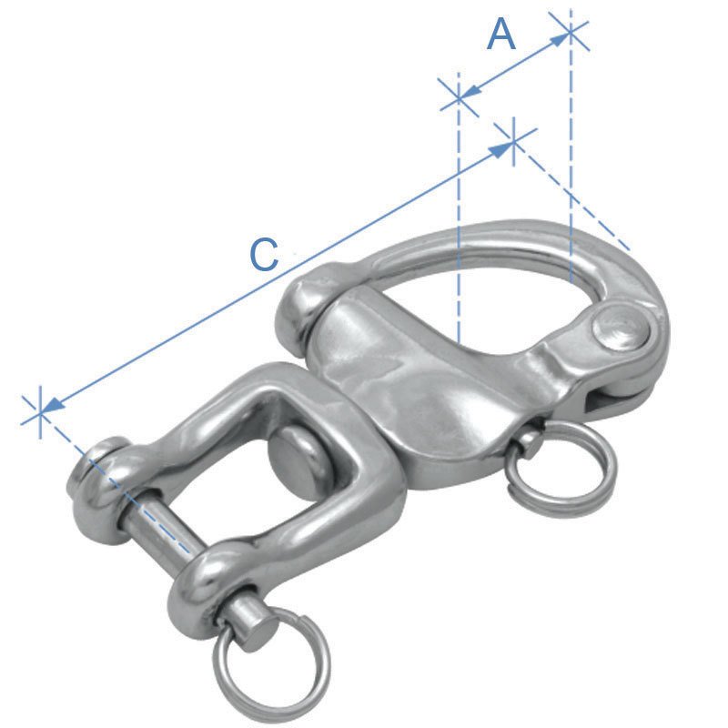 SNAP SHACKLE W/ CASTING SWICEL JAW, INOX DIAM