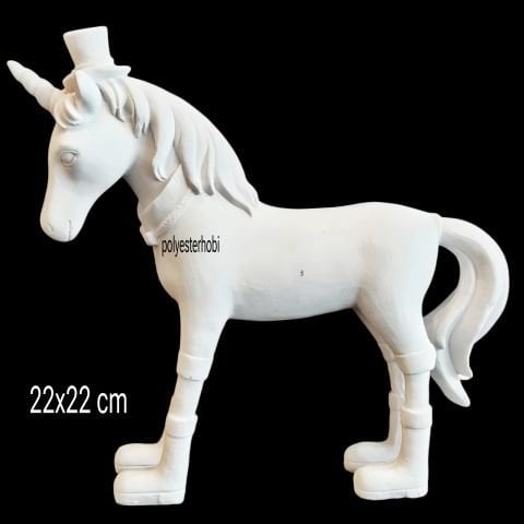 OB 2337 - Unicorn Şapka Detaylı Ham Polyester Dekoratif Heykel Biblo