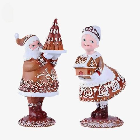 OB 2341 - Noel Baba ve Noel Anne Yılbaşı Kurabiye Biblo  Ham Polyester Dekoratif Obje