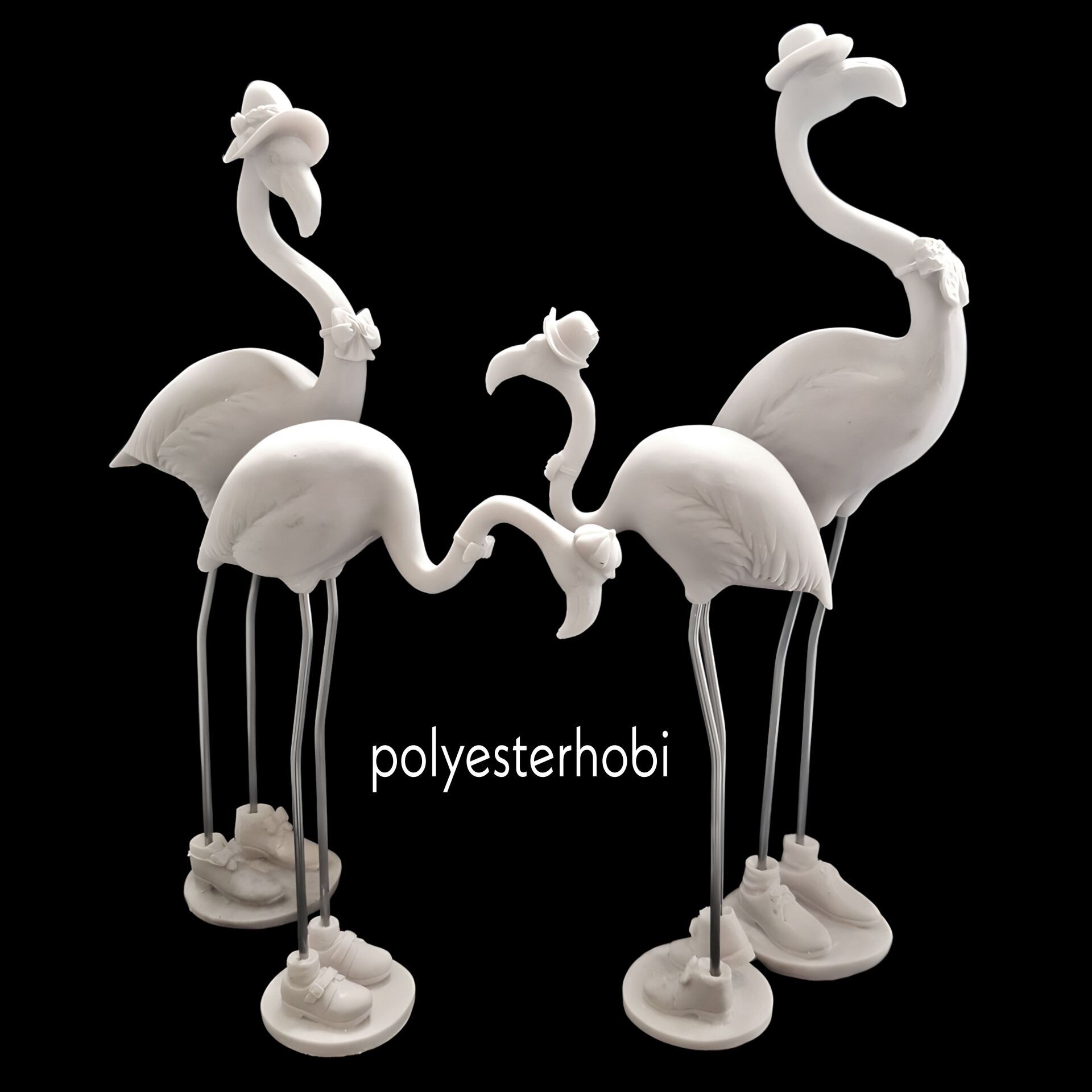 OB 1934 - 4 Lü Flamingo Set Ham Polyester Obje