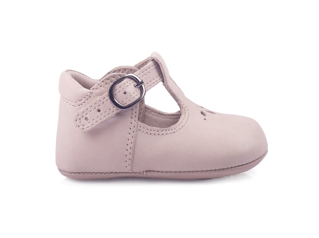 Little Bloom Taş Rengi Tokalı Unisex Hakiki Deri İlk Adım Çocuk Ayakkabısı