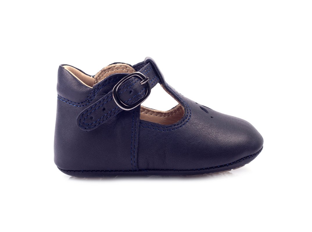 Little Bloom Lacivert Tokalı Unisex Hakiki Deri İlk Adım Çocuk Ayakkabısı