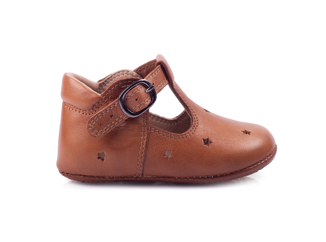 StarrySky Kahverengi Tokalı Unisex Hakiki Deri İlk Adım Çocuk Ayakkabısı