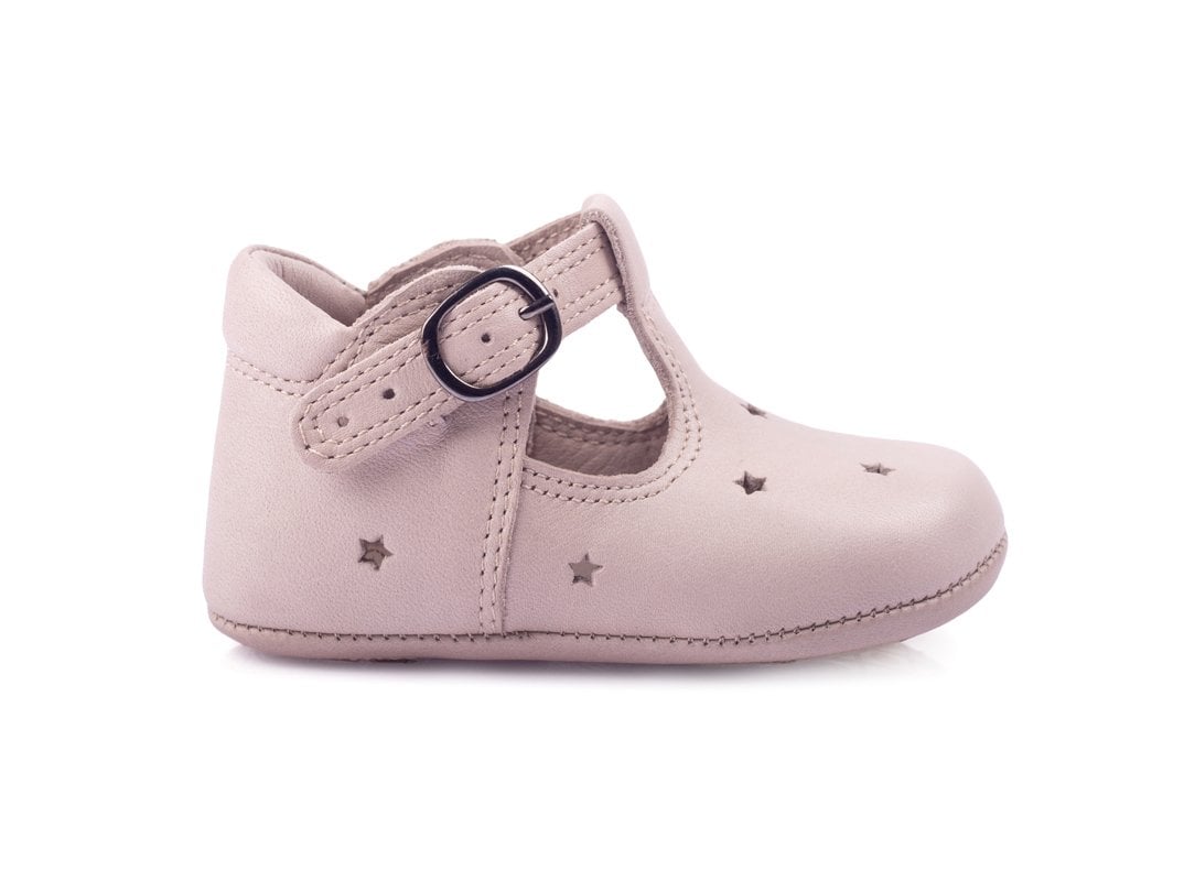 StarrySky Taş Rengi Tokalı Unisex Hakiki Deri İlk Adım Çocuk Ayakkabısı