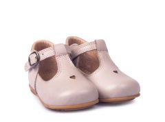 Little Heart Unisex Hakiki Deri Taş Rengi Çocuk Ayakkabısı