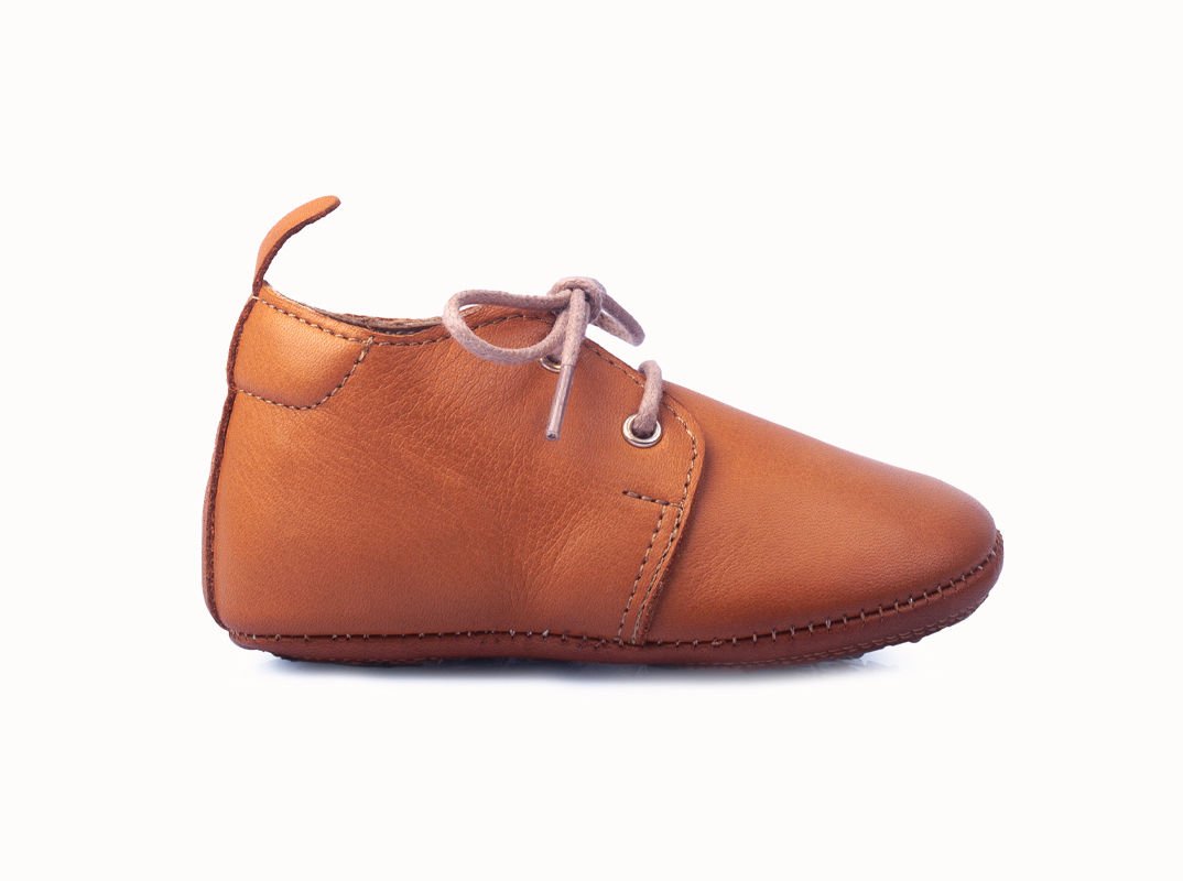 Little Boot Kahverengi Bağcıklı Unisex Hakiki Deri İlk Adım Çocuk Ayakkabısı