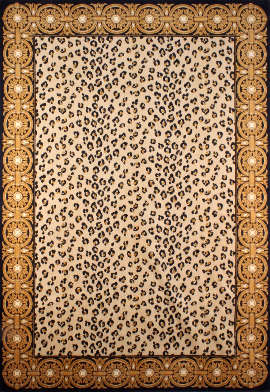 Bej Leopar Desenli Kilim