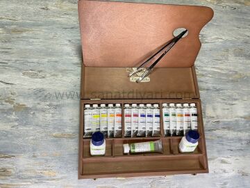Schmincke Primacrylic Akrilik 35 ml Boya Set Ahşap Kutu 15x35 ml 73515