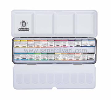 Schmincke Horadam Aquarell Metal Kutu 24\'li Yarım Tablet 74424