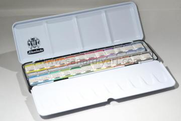 Schmincke Horadam Aquarell Metal Kutu 24\'li Yarım Tablet 74424