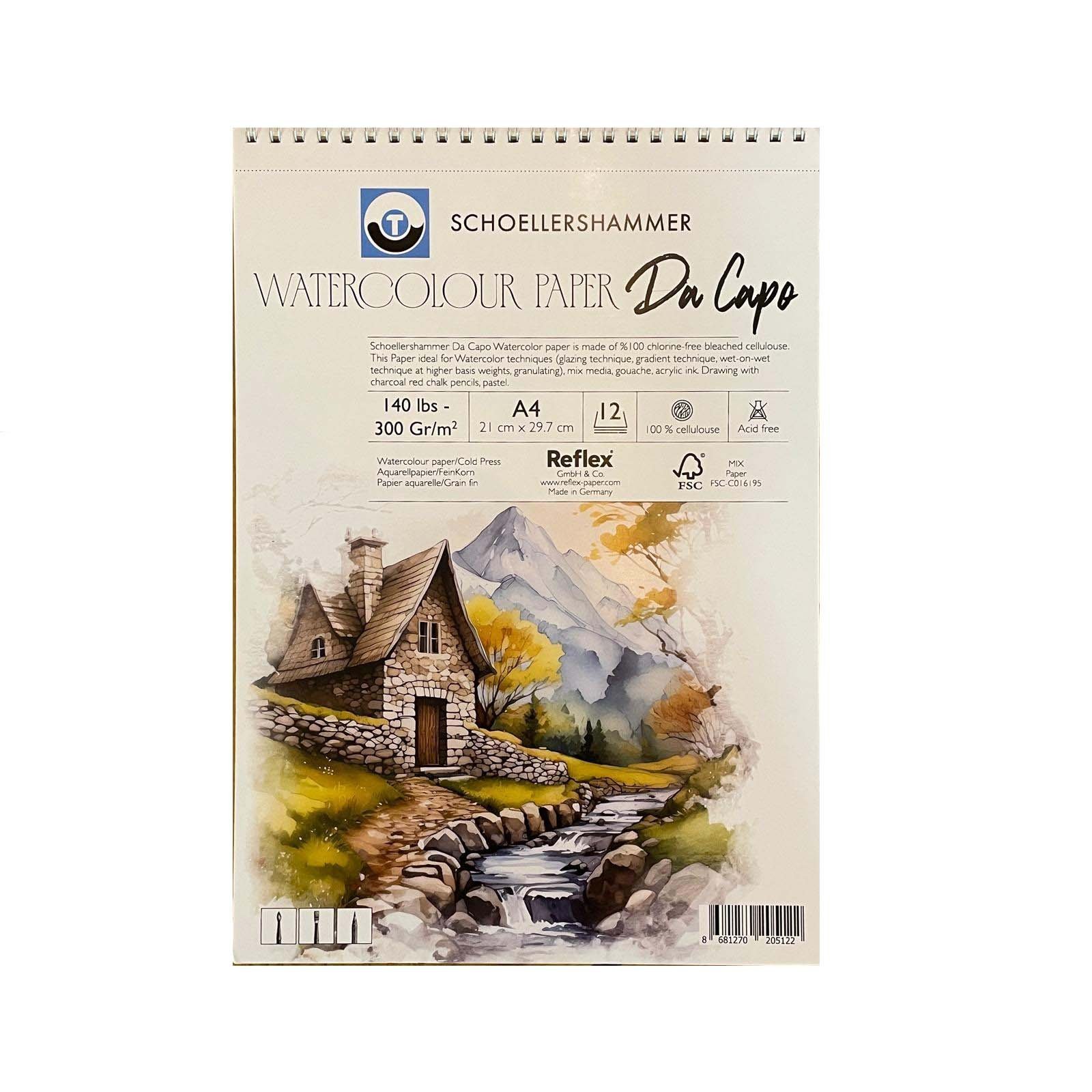 Schoellershammer Da Capo Watercolour Pad 300 gr. A4/12 Yaprak Sulu Boya Defteri