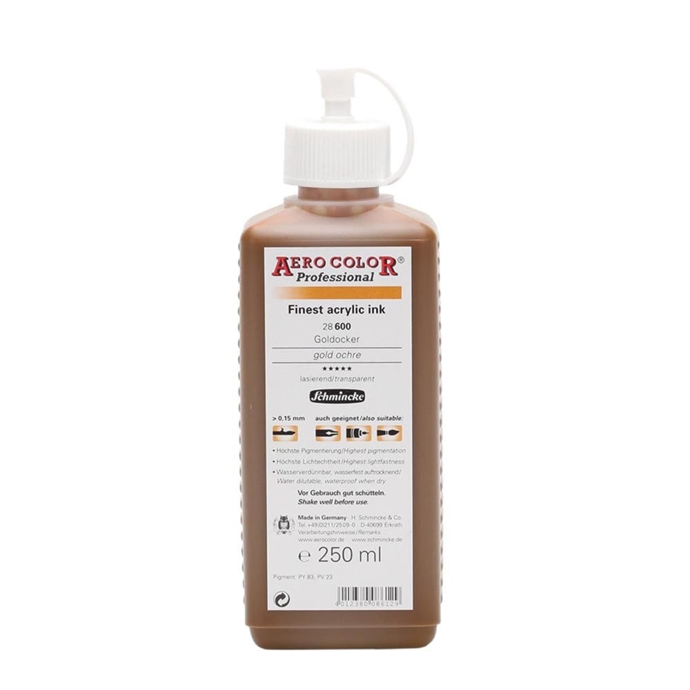 Schmincke Aerocolor Akrilik Mürekkep 250 ml 600 Gold Ochre