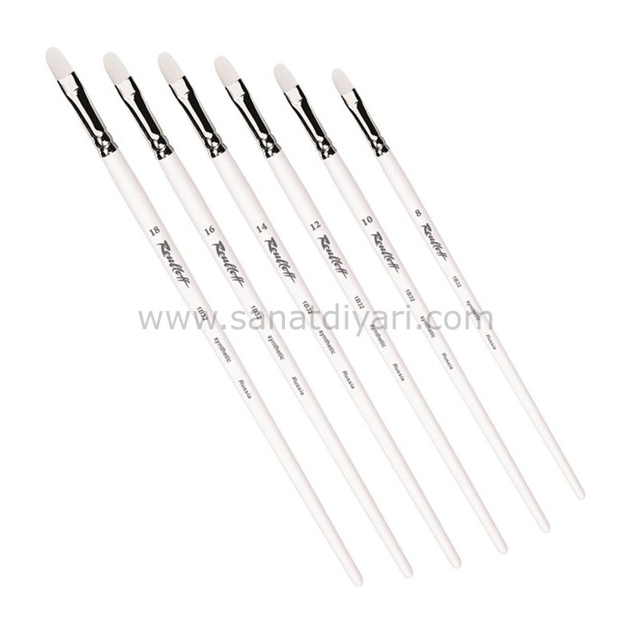 ROUBLOFF synthetic 1B32W No:4 Beyaz sentetik fırça-oval uçlu- uzun saplı