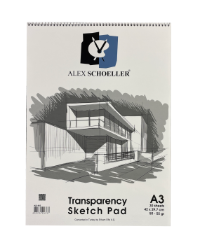 Alex Schoeller Eskiz Blok Transparan Spiralli 50/55gr A3 30 Yaprak ALX 863