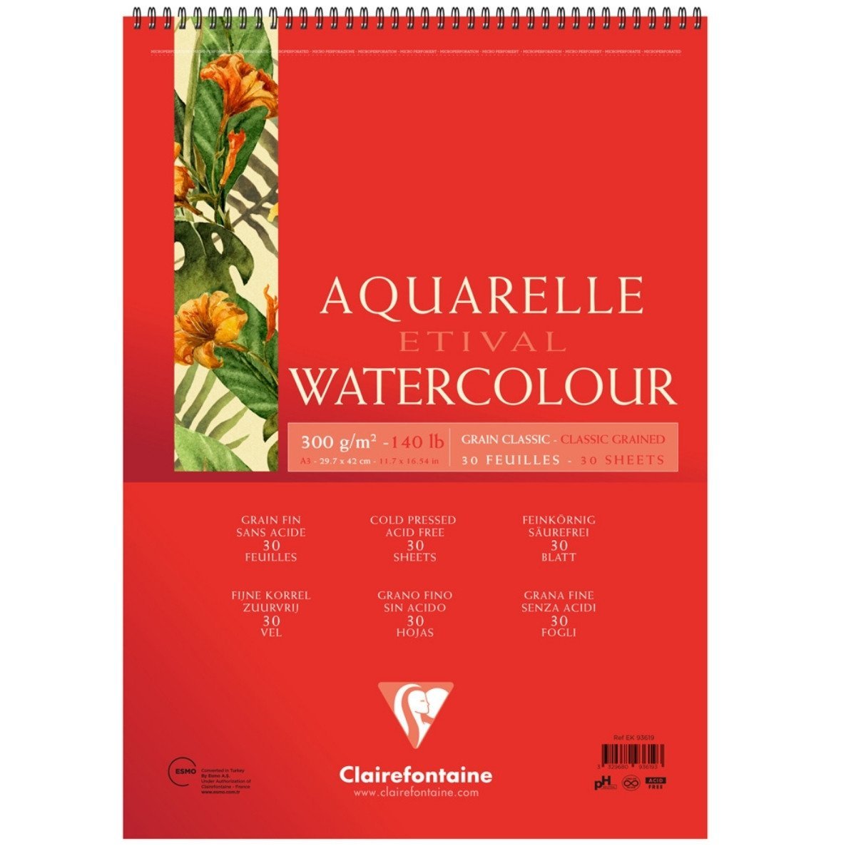 Clairefontaine Etival Classic A3 300 Gr Üstten Spiralli 30 Yaprak